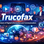 Trucofax futuristic digital platform concept showing global data networks and advanced communication technology