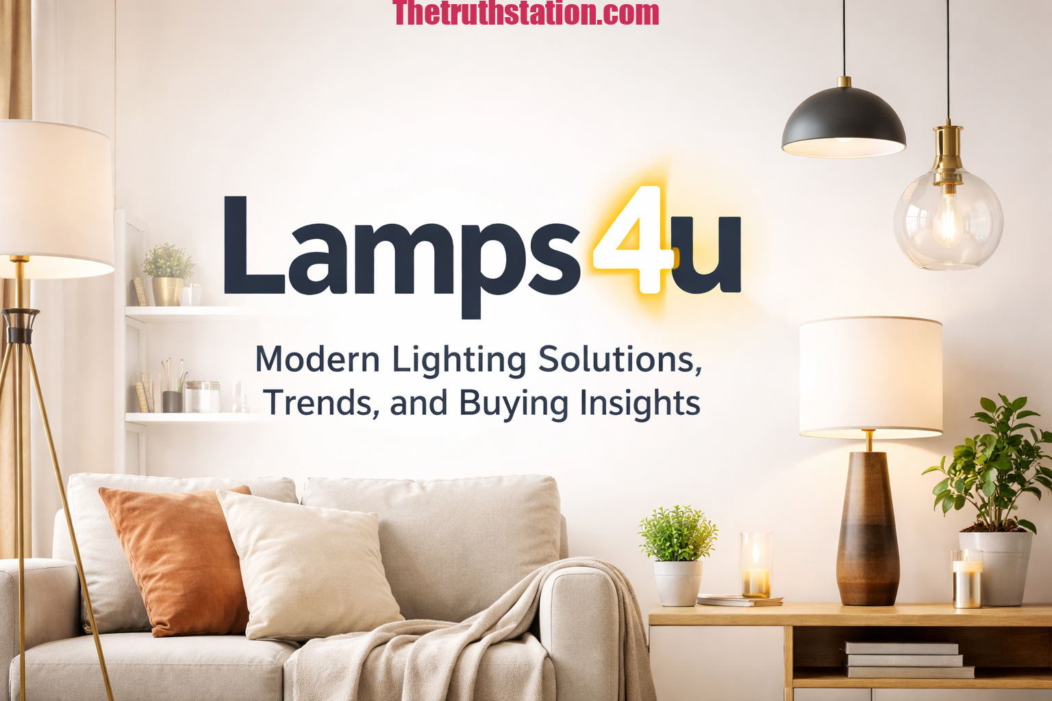 Modern living room with stylish lamps showcasing Lamps4u lighting solutions, trends, and buying insights