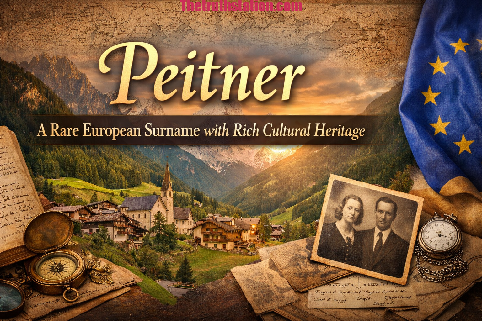 Alpine European village landscape representing the cultural heritage and origin of the Peitner surname