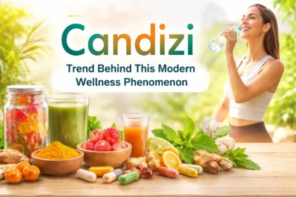 Candizi modern wellness concept featuring natural ingredients, supplements, and healthy lifestyle imagery