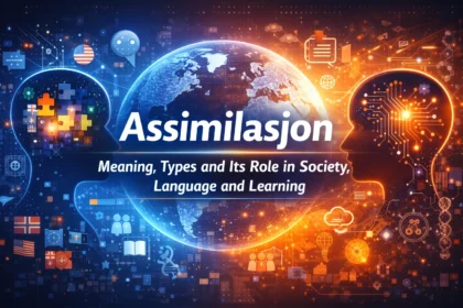 Assimilasjon concept showing cultural integration, language adaptation, and learning processes